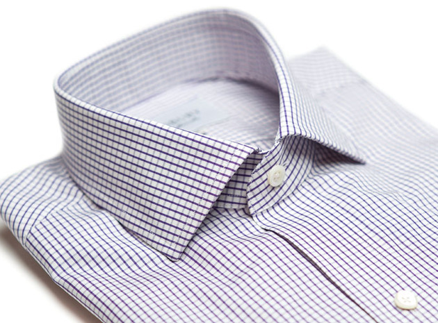 The Purple Box Check Spread collar