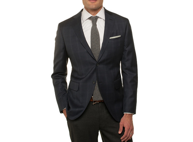 The Blue and Brown Hanover Check Sport Coat collar